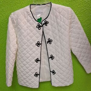 Susan Graver White Quilted Jacket with Black Accents